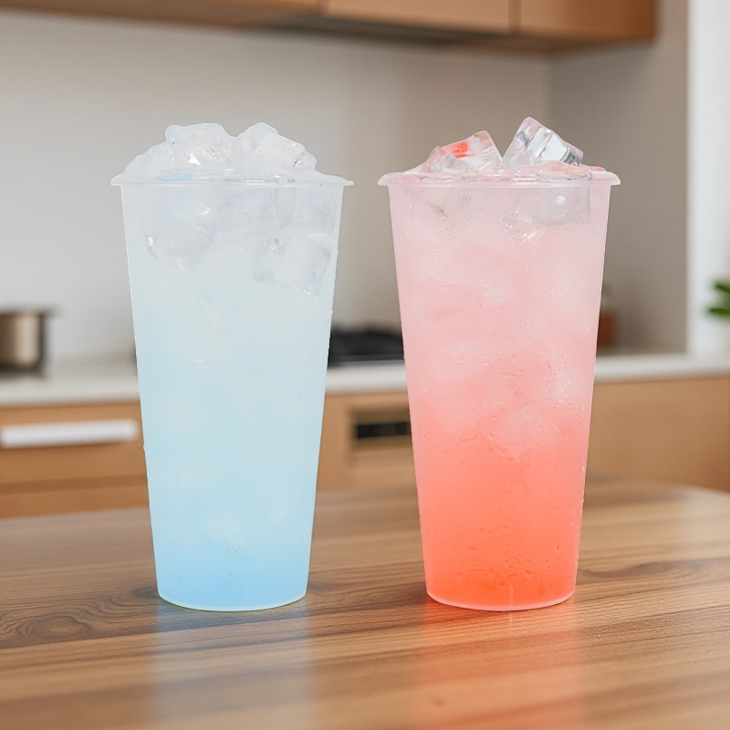 PP Injection Plastic Bubble Tea Cup Flat Buttom