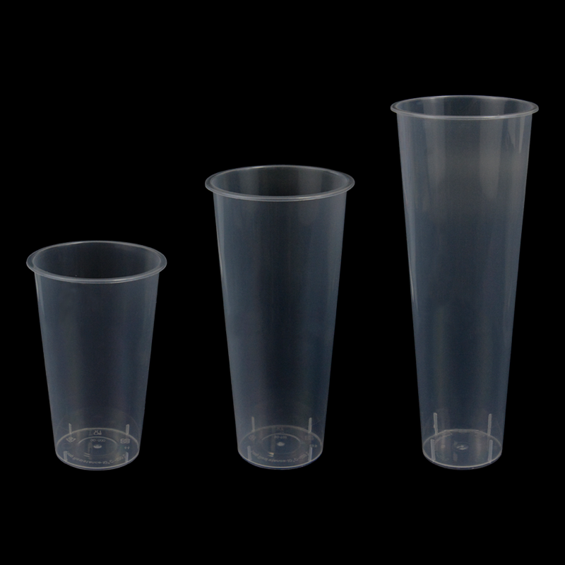 PP Injection Plastic Bubble Tea Cup Flat Buttom