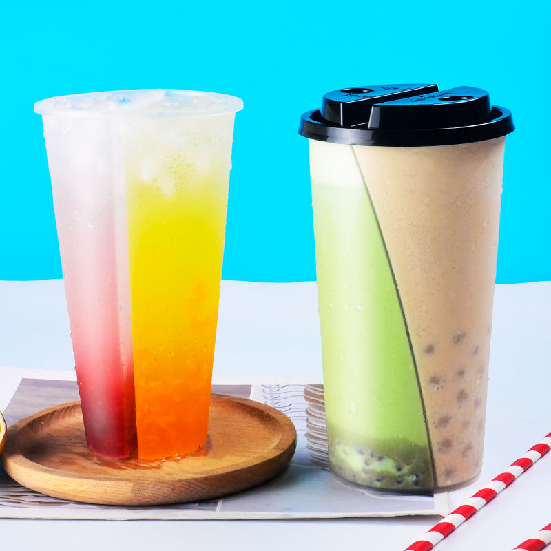 PP Injection Dubble-site Split Twins Lover Share Plastic Cup Bubble Tea Milktea Babo Cup