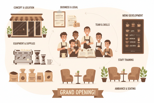 What preparations are needed to open a coffee shop?