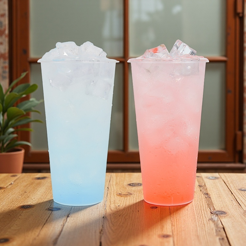PP Injection Plastic Bubble Tea Cup Flat Buttom