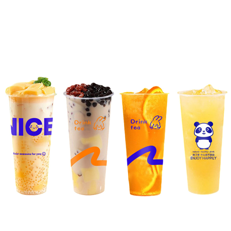 PP Injection Plastic Bubble Tea Cup Flat Buttom