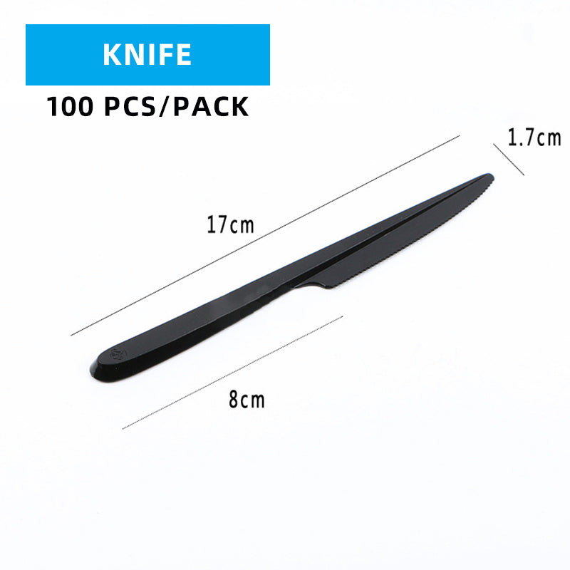 Black Plastic Cutlery Set