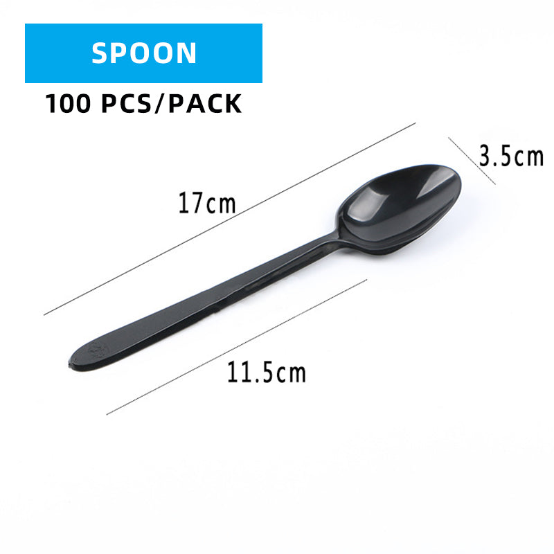 Black Plastic Cutlery Set