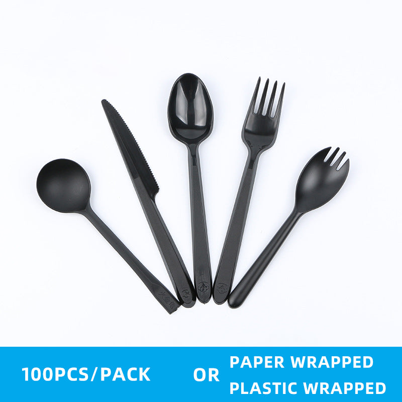 Black Plastic Cutlery Set