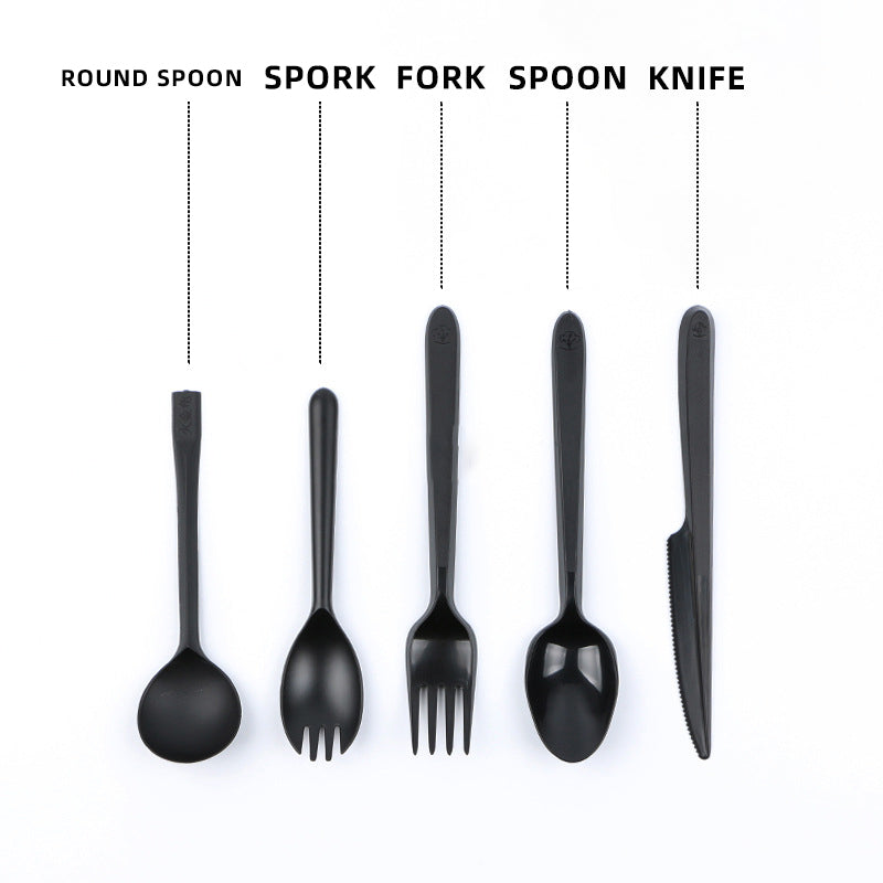 Black Plastic Cutlery Set