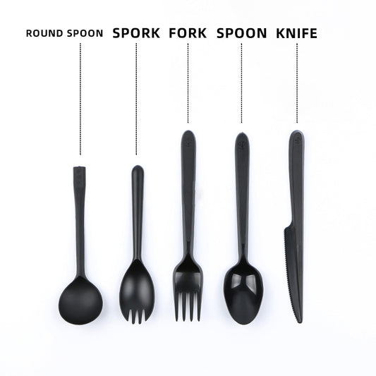 Black Plastic Cutlery Set