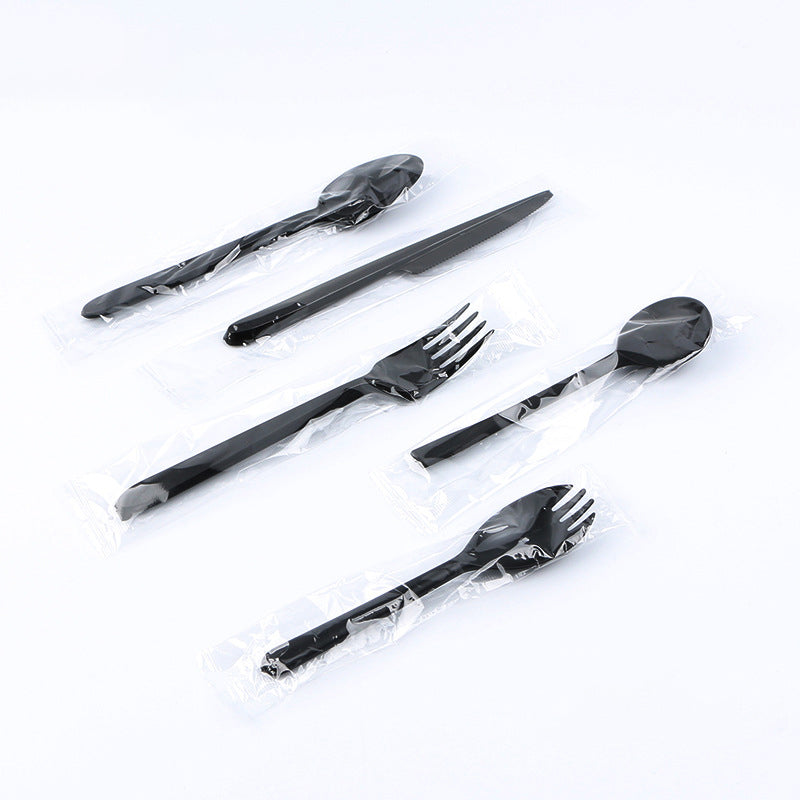 Black Plastic Cutlery Set