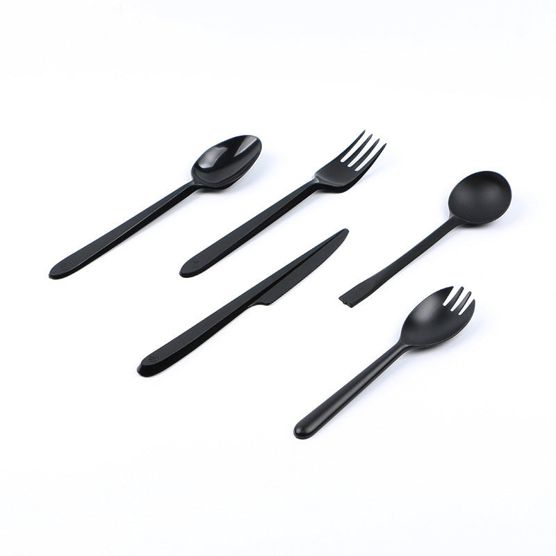 Black Plastic Cutlery Set