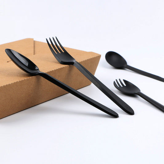 Black Plastic Cutlery Set
